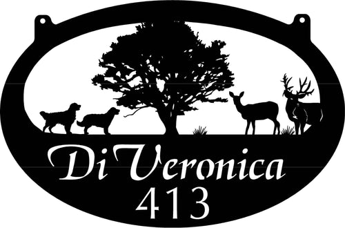 Metal Dog Deer Sign Golden Retriever Deer Tree Sign Customized 3ft Metal Sign Metal House Sign