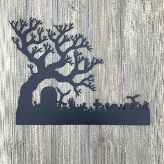Graveyard Metal Sign Cutout Cut Metal Sign Wall Metal Art - 8 inches - metal sign