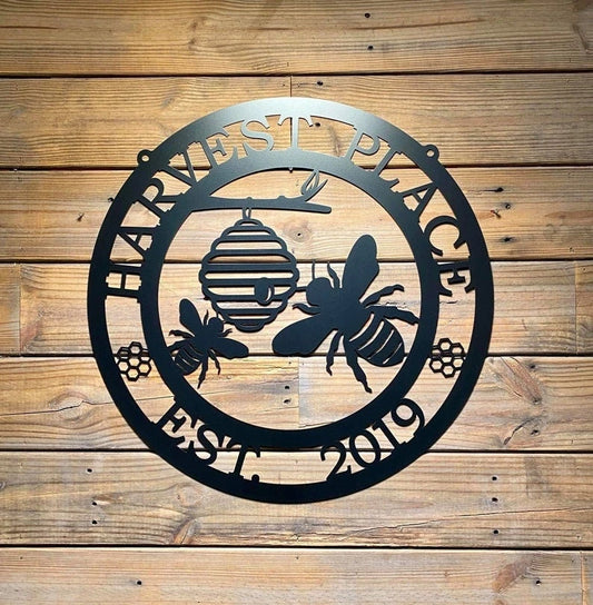 Honey Bee Sign Personalized Custom Metal Sign Bee Sign Gift For Bee Keeper - 8 inches - metal sign