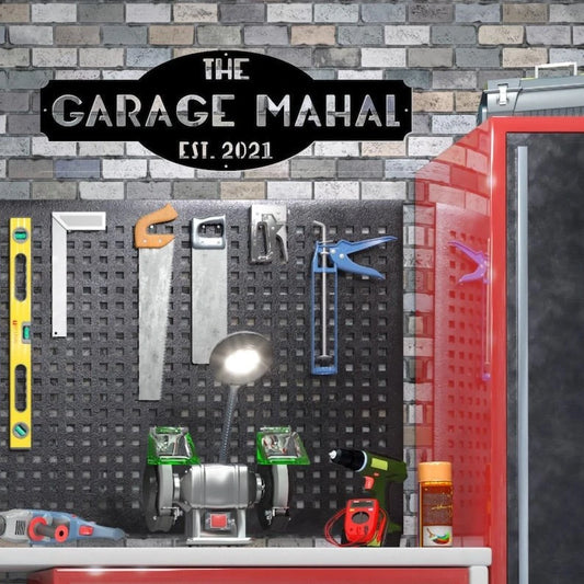 Custom Metal Garage Sign Personalized Cut Metal Sign Gifts Personalized Garage Man Cave Decor Garage Mahal - 8 inches - metal sign