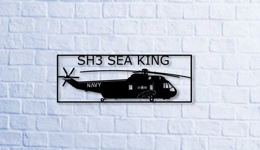 Sh3 Sea King Amphibious And Asw Helicopter Metal Sign Cut Metal Sign Wall Decor