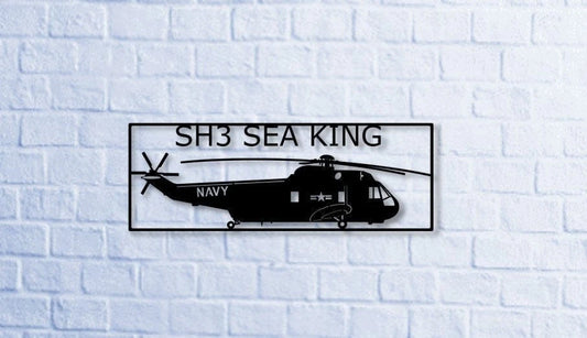 Sh3 Sea King Amphibious And Asw Helicopter Metal Sign Cut Metal Sign Wall Decor - 8 inches - metal sign