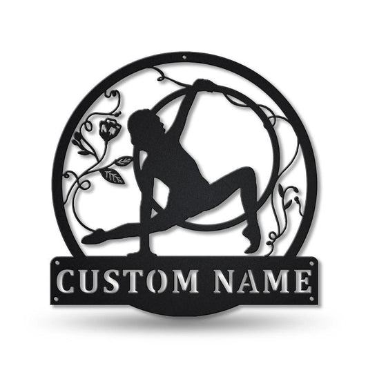 Personalized Hula Hoop Monogram Metal Sign Art ,custom Hula Hoop Metal Sign, Hula Hoop Lover Sign - metal sign