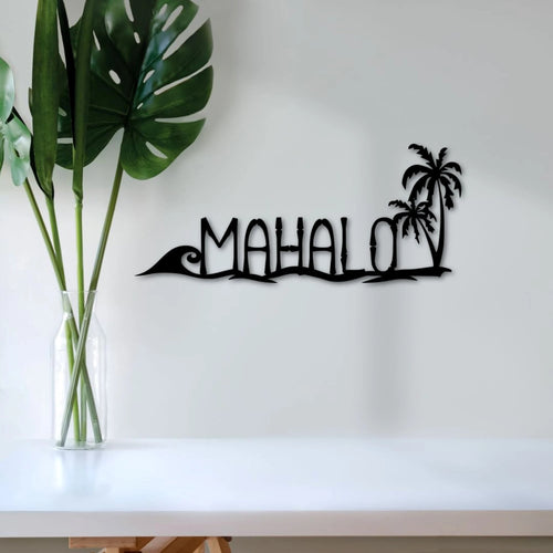 Mahalo Sign Hawaiian Art Entryway Sign Hawaii Decor Tropical Sign Beach Decor Ocean Decor Palm Tree Art