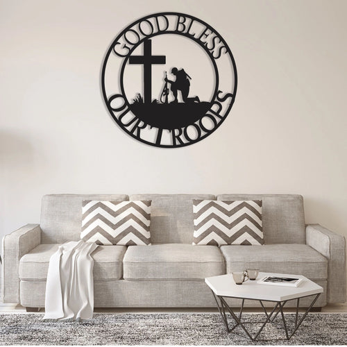 God Bless Your Troops Decor Patriotic Veteran Metal Sign Gift For Veteran Soldier Branches Sign Patriotic Decor