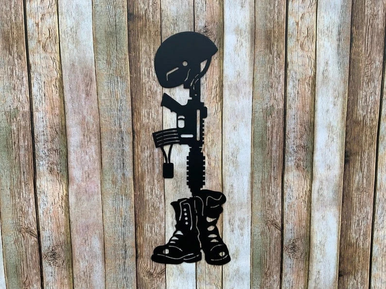 Fallen Military Soldier Metal Art Personalized Custom Wall Art Wall Decor Signage Navy Airforce Marines Laser Cut Metal Signs Custom Gift Ideas