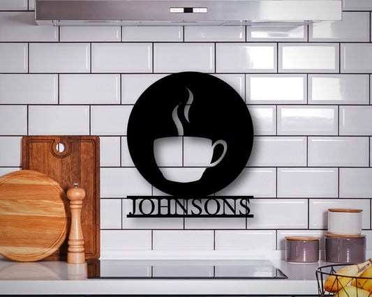 Kitchen Sign Kitchen Decor Family Name Sign Last Name Sign Coffee Sign Metal Sign For Kitchen Coffee Bar Decor Coffee Bar Sign - 8 inches - metal sign