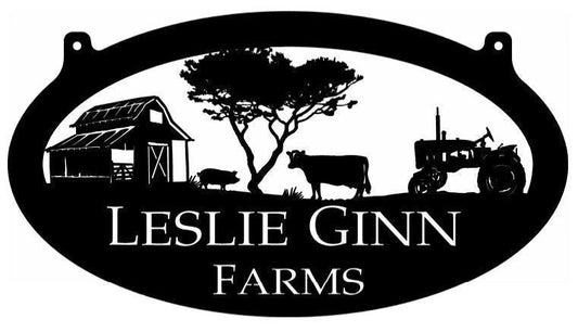 Metal Sign Pig Cow Chicken Tractor Sign Customized With Your Name Metal House Sign - 8 inches - metal sign