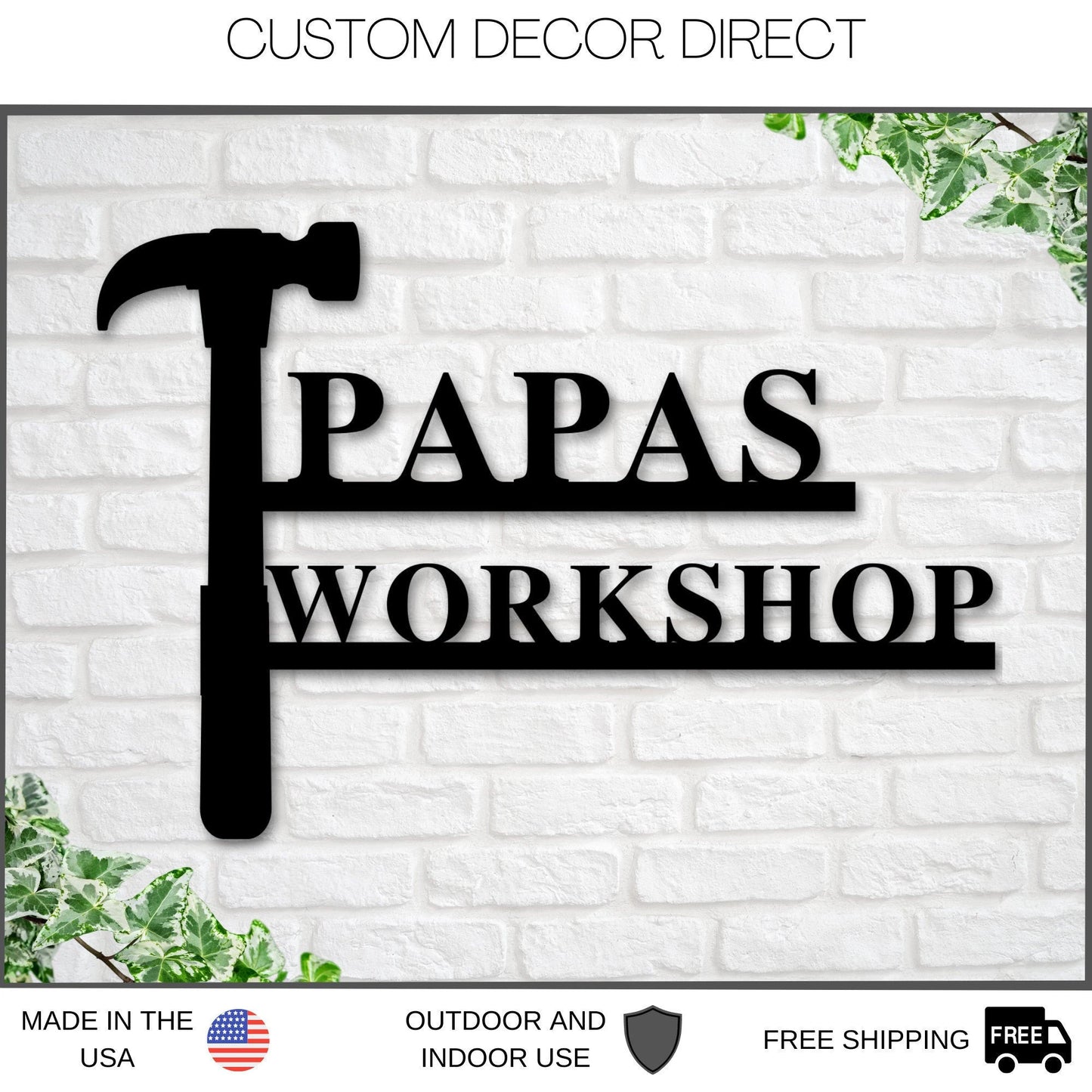 Papa's Workshop Sign In A Saw Blade, Crescent Wrench & Hammer Art, Gifts For Papa, Woodworker Sign, Custom Workshop Sign, Gift For Papa Laser Cut Metal Signs Custom Gift Ideas