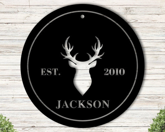 Deer Antler Metal Name Sign Established Family Sign Metal Personalized Deer Sign Custom Metal Sign Personalized Metal Sign Antler Sign - 8 inches - metal sign