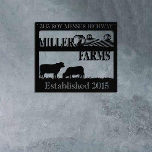 Personalized Metal Farm Sign Barn Cow Cattle Monogram, Metal Laser Cut Metal Signs Custom Gift Ideas - 8 inches - metal sign