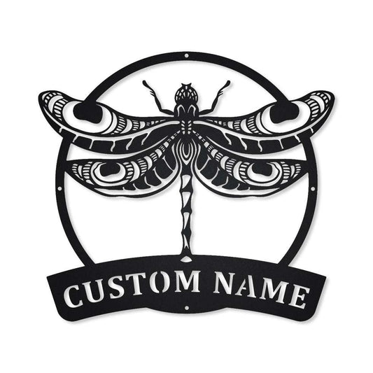 Dragonfly Monogram Metal Sign Art, Metal Wall Art, Dragonfly Antler Decor, Dragonfly Metal Sign - metal sign
