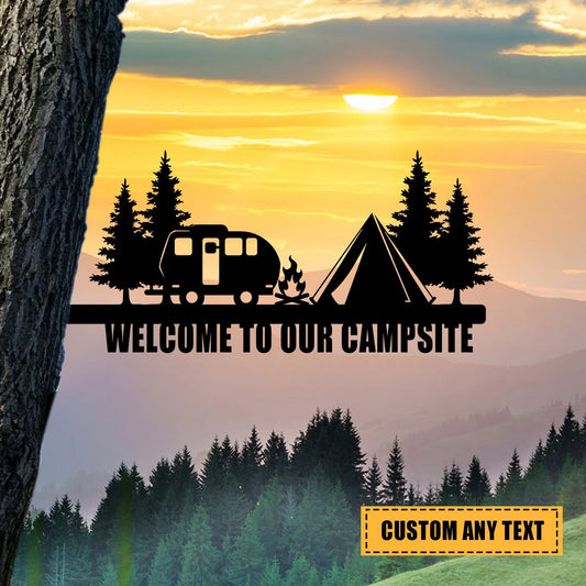 Custom Camping Tree Stake, Garden Decor Laser Cut Metal Signs Custom Gift Ideas - 8 inches - metal sign