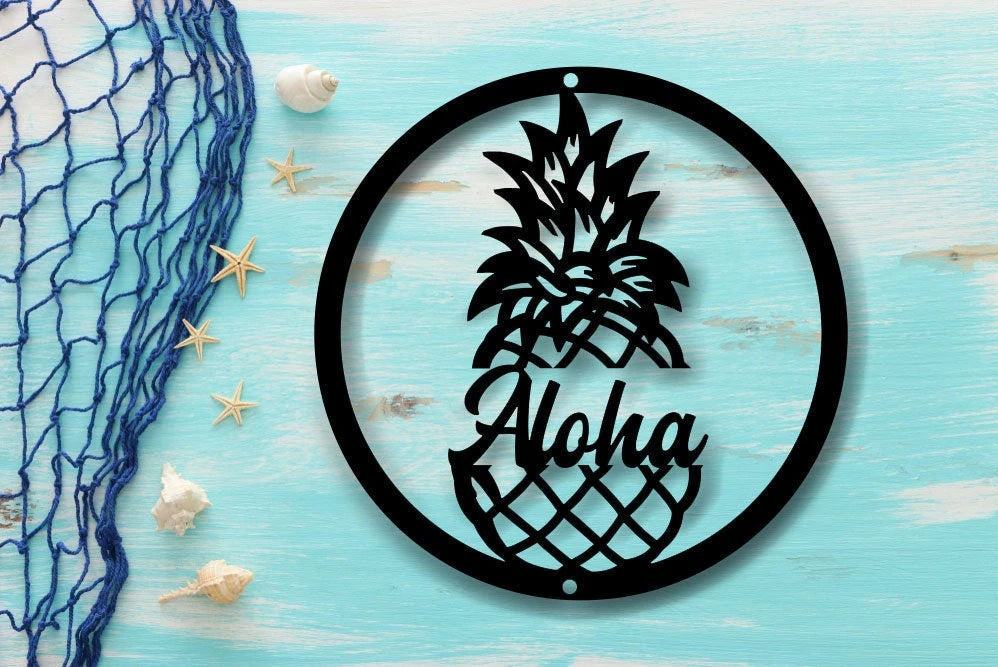 Aloha Metal Sign Outdoor Aloha Custom Cursive Word Wall Hanging Aloha Wall Decor Hawaiian Wall Decor Hawaiian Wall Art