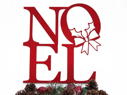 Noel Christmas Metal Sign With Wreath Red Christmas Decor Decoration De Noel Christmas Christmas Signs - 8 inches - metal sign