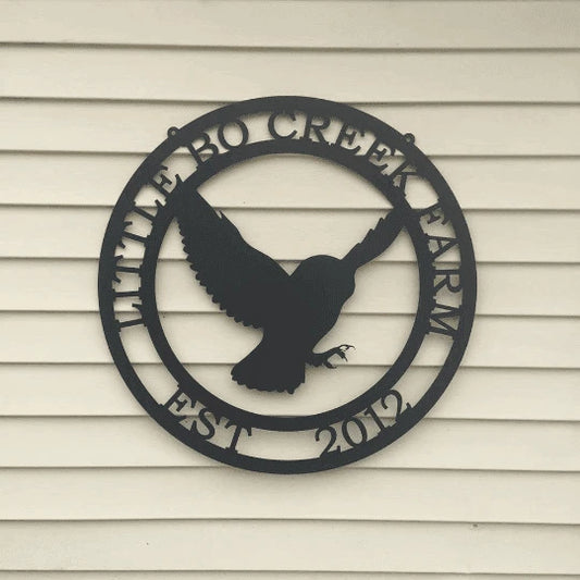 Flying Owl Metal Personalized Sign Cut Metal Sign Metal House Sign - 8 inches - metal sign