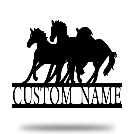 Running Horse Monogram Customized Metal Signs, Custom Metal Sign, Custom Signs, Metal Sign, Metal Laser - metal sign