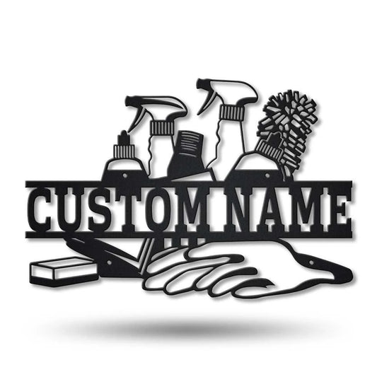 Personalized Cleaning Service Metal Sign Art, Custom Cleaning Service Monogram Metal Sign, Cleaning - metal sign