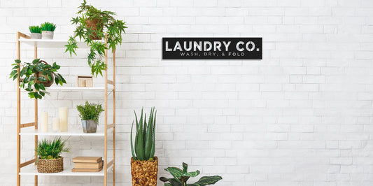 Laundry Room Sign, Laundry Co Metal Sign, Wash Dry Fold Metal Decor, Metal Wall Art, Housewarming Gift - metal sign
