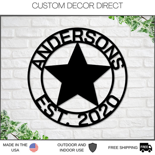 Family Name Metal Star Sign, Metal Wall Art, Housewarming Gift, Wedding Gift, Personalized Metal Wall - wedding detail