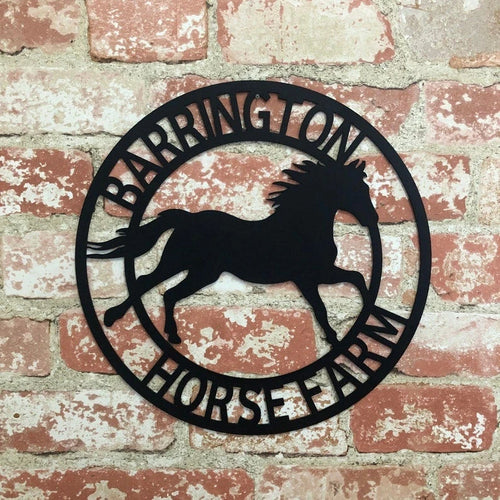 Personalized Horse Metal Sign Housewarming Gift Horseshoe Art Western Decor Initial Metal Sign Metal Wall Decor