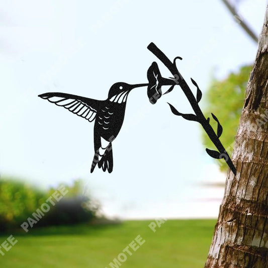 Hummingbird Tree Metal Sign, Garden Decoration, Bird Lovers Gift, Metal Laser Cut Metal Signs Custom Gift Ideas - 8 inches - metal sign