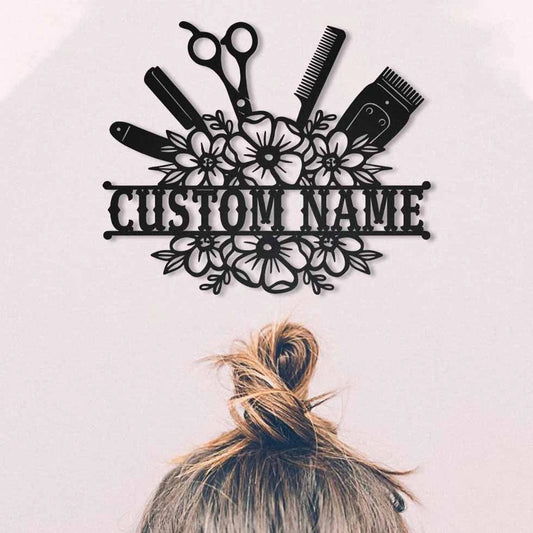 Hair Salon Personalized Name Cut Metal Sign Laser Cut Metal Signs Custom Gift Ideas - 8 inches - metal sign
