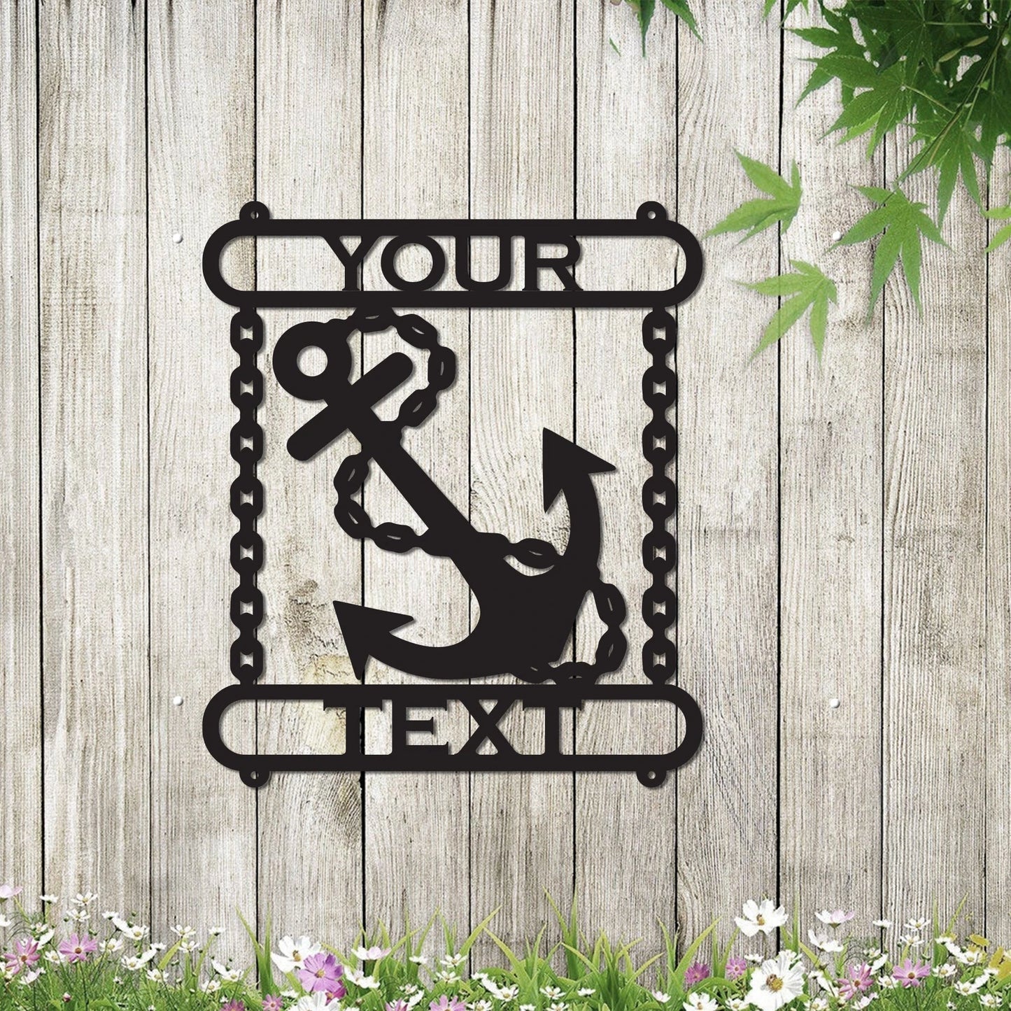 Personalized Anchor And Chain Metal Sign Metal Name Sign Monogram Sign Metal Anchor Wall Decor Ocean Aquatic Wall Decor
