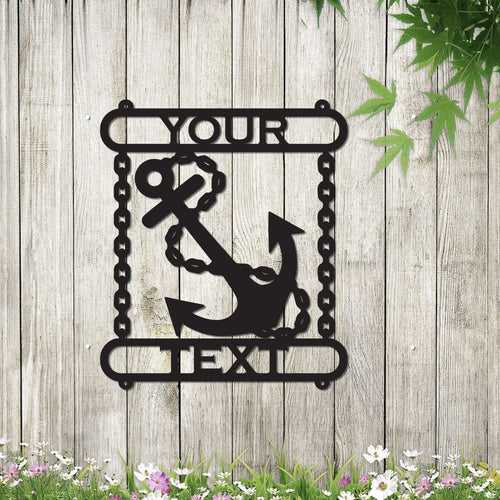 Personalized Anchor And Chain Metal Sign Metal Name Sign Monogram Sign Metal Anchor Wall Decor Ocean Aquatic Wall Decor
