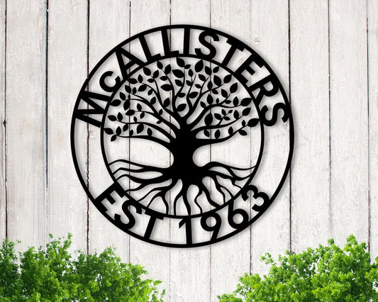 Personalized Tree Of Life Metal Sign Housewarming Gift Wedding Gift Metal Wall Art Family Name Sign - wedding detail