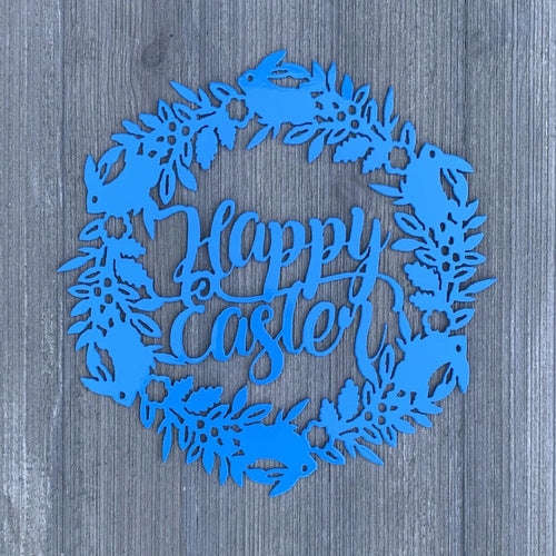 Happy Easter Wreath Metal Sign Cutout Cut Metal Sign Wall Metal Art