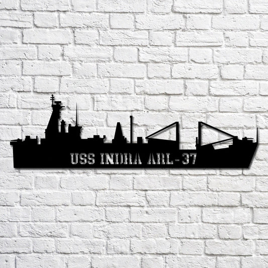 Uss Indra Arl37 Navy Ship Metal Art, Custom Us Navy Ship Cut Metal Sign, Gift For Navy Veteran, Navy - metal sign
