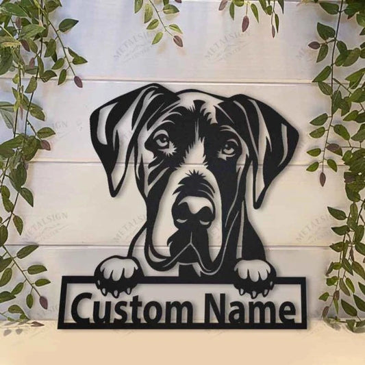 Great Dane Personalized Metal Wall Decor, Cut Metal Sign, Metal Wall Art, Metal House Sign Laser Cut Metal Signs Custom Gift Ideas - 8 inches - metal sign