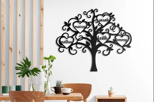 Family Tree Customize family sign Personalized Gift Family Tree - 8 inches - metal sign