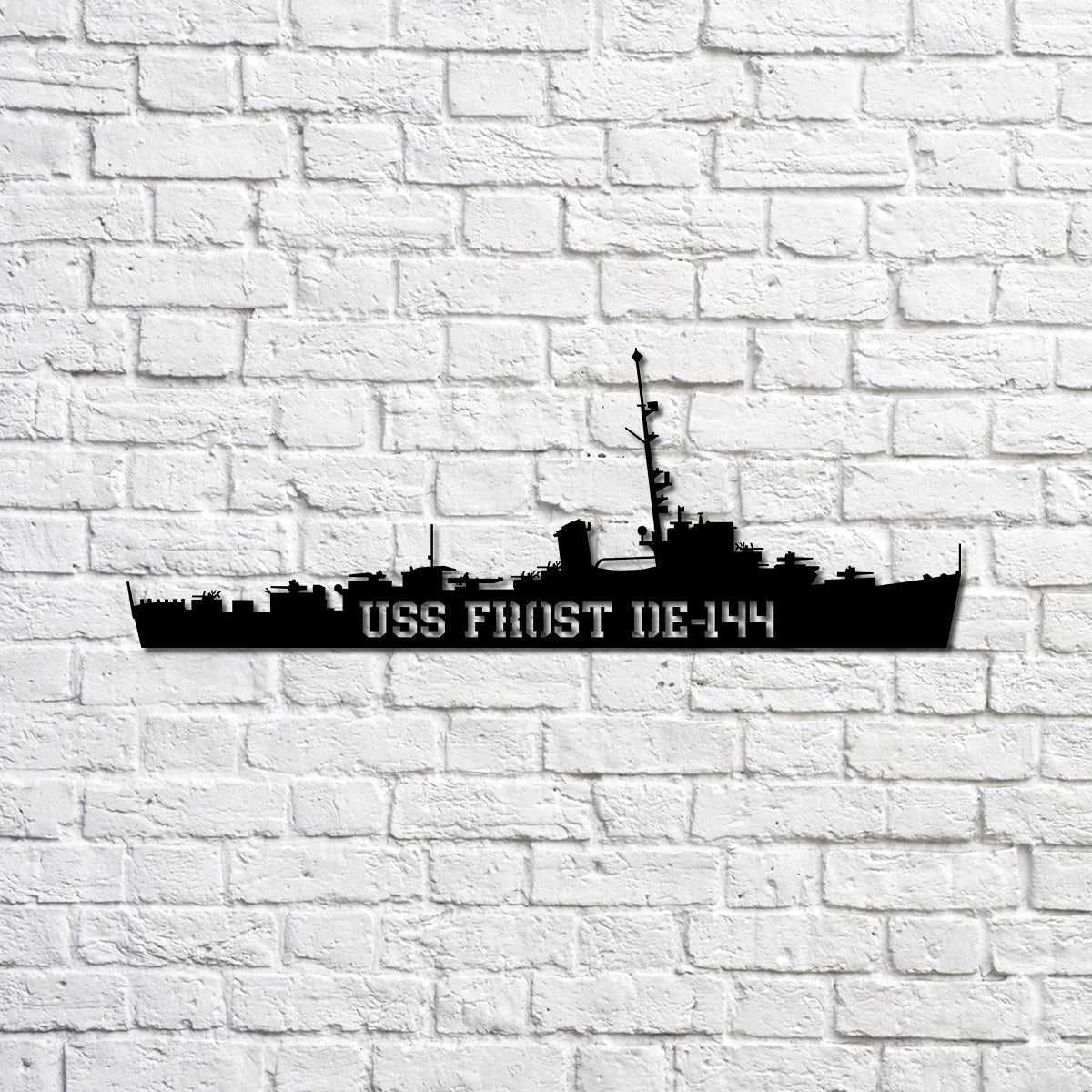 Uss Frost De144 Navy Ship Metal Sign, Memory Wall Metal Sign Gift For Navy Veteran, Navy Ships Silhouette Metal Sign Laser Cut Metal Signs Custom Gift Ideas