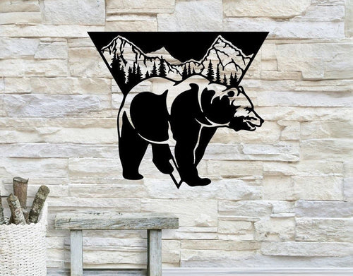 Mountain Bear Metal Mountain Mountain Bear Metal Wall Decor