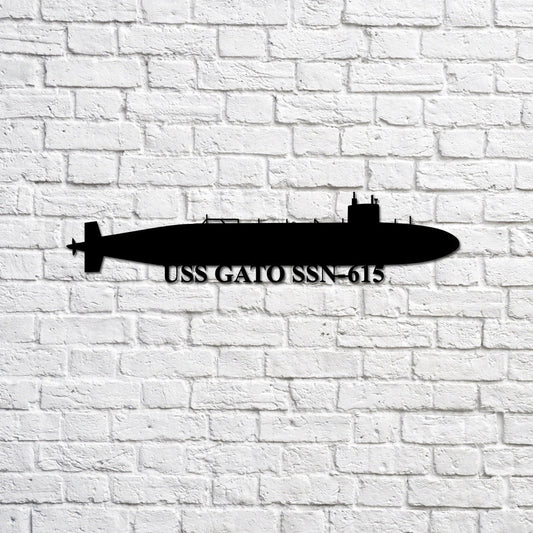 USS Gato SSN615 submarine Navy Ship Metal Sign, Memory Wall Metal Sign Gift for Navy Veteran Laser Cut Metal Signs Custom Gift Ideas - 8 inches - metal sign