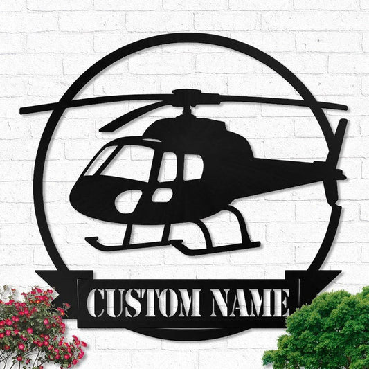 Custom Helicopter Airplane Personalized Pilot Name Sign Decoration For Room Flight Attendant Decor Home - 8 inches - metal sign