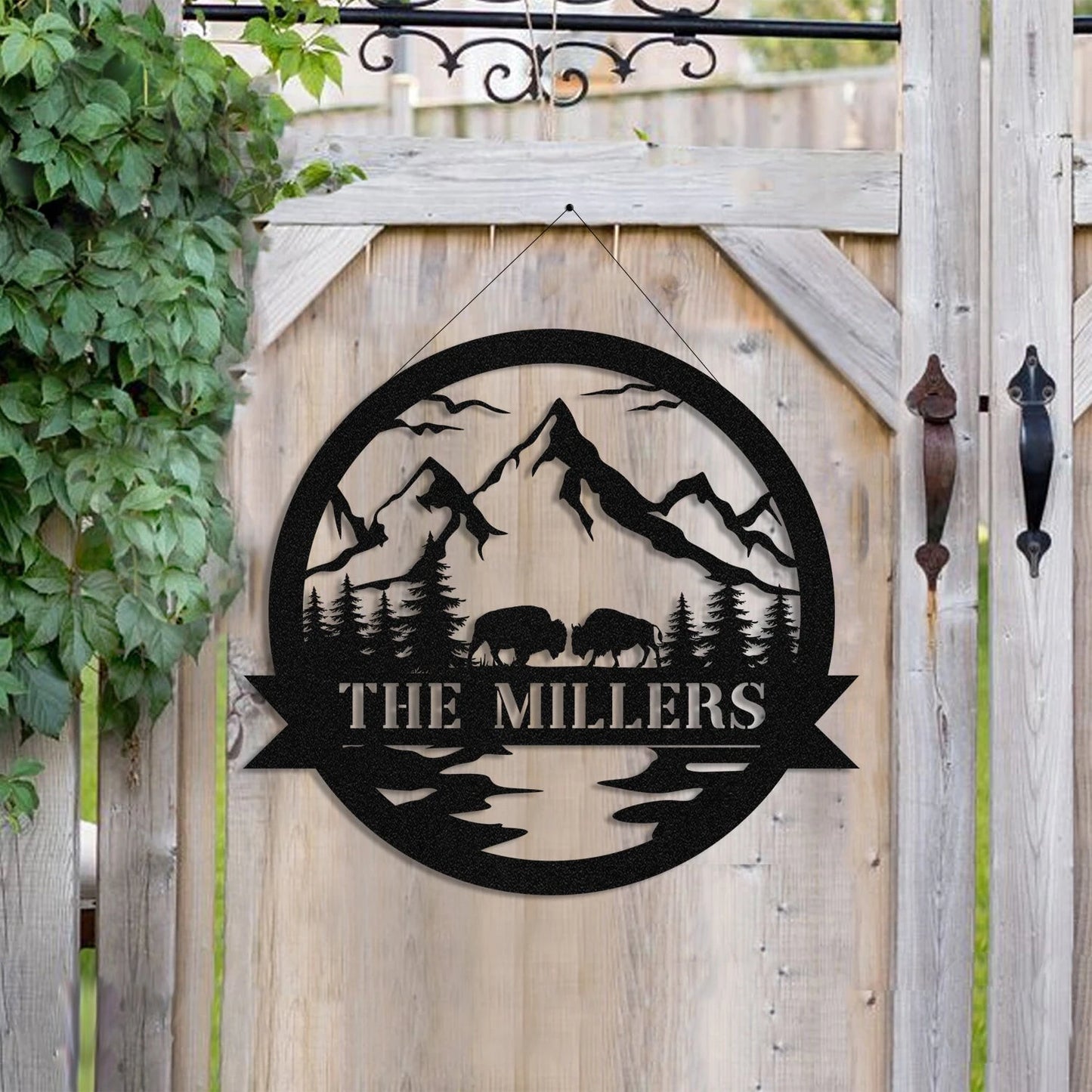 Personalized Name Bison Deer Hunting Hunter Metal Sign, Custom Outdoor Cabin, Lodge, Camp, Wall Decor, Art Gift For Him, Metal Laser Cut Metal Signs Custom Gift Ideas