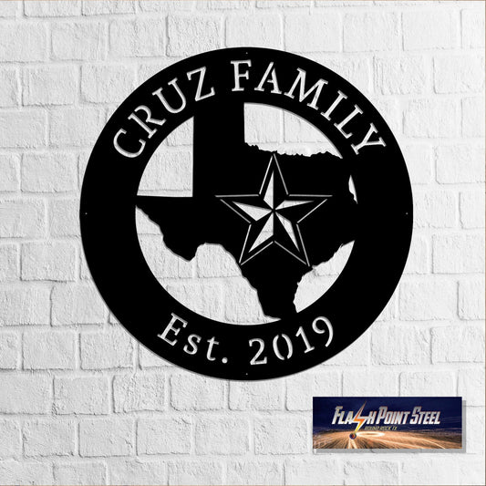 Personalized Texas Lone Star Circle Sign. Cnc Plasma Cut Steel. Welcome, Family, Home Decor, Ranch Sign - metal sign
