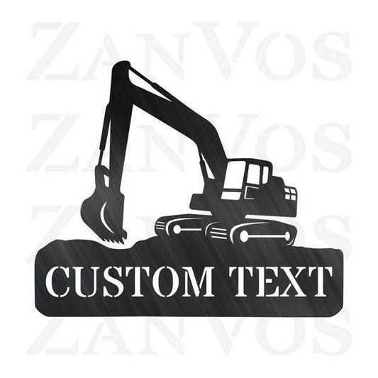 Excavator Monogram V2 Customized Metal Signs, Custom Metal Sign, Custom Signs, Metal Sign, Metal Laser Cut Metal Signs Custom Gift Ideas - 8 inches - metal sign