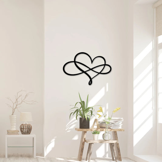 Modern Heart Infinity Sign Love Decor Wedding Gift Infinity Love Symbol Gift Master Bedroom Decor Gift For Couple - 8 inches - metal sign