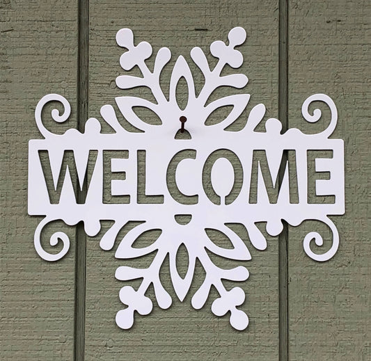 Welcome Snowflake Metal Sign Cut Metal Sign Wall Metal Sign