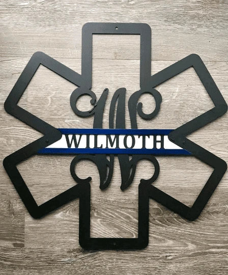 Paramedic Sign Star Of Life Wreath Cut Metal Sign Metal House Sign - 8 inches - metal sign