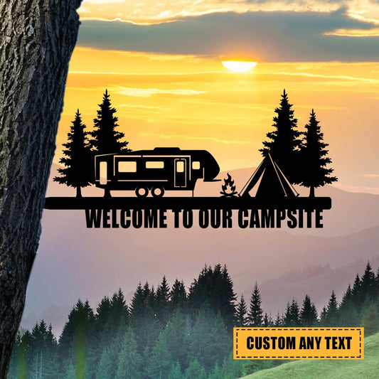 Customized Recreational Vehicle Camping Tree Stake, Garden Metal Art Laser Cut Metal Signs Custom Gift Ideas - 8 inches - metal sign