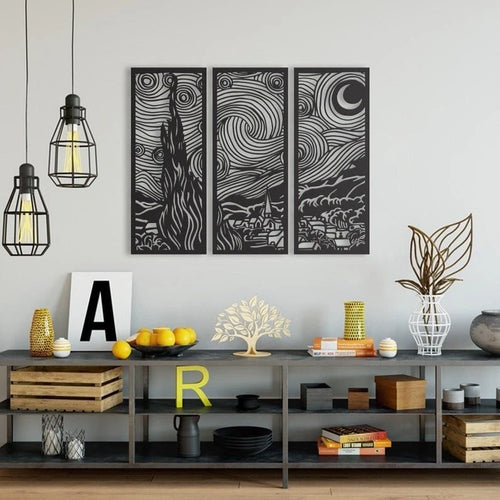 Metal Art Inspired from Starry Night Wall Decor Signs Bedroom Living room Bathroom Office
