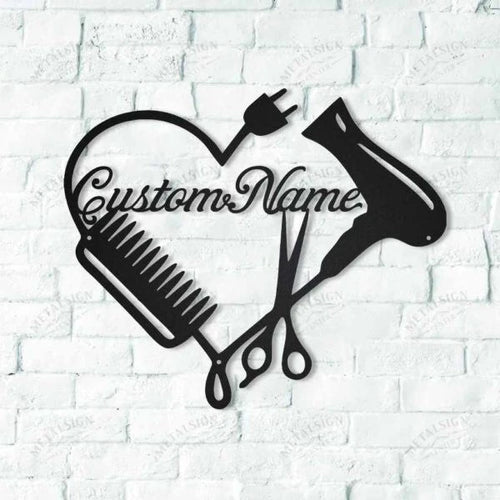 Personalized Hair Dresser Heart Metal Wall Decor, Cut Metal Sign, Metal Wall Art, Metal House Sign, Metal Laser Cut Metal Signs Custom Gift Ideas