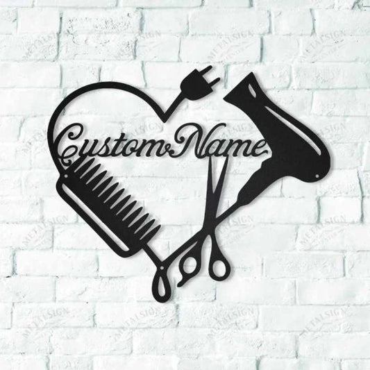 Personalized Hair Dresser Heart Metal Wall Decor, Cut Metal Sign, Metal Wall Art, Metal House Sign, Metal - metal sign
