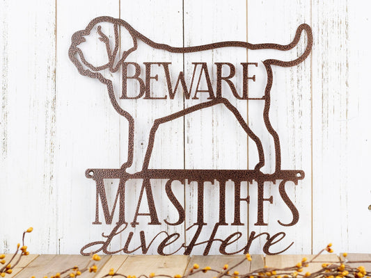 English Mastiffs Live Here Metal Sign Copper English Mastiff Mastiff Door Sign Dog Sign - 8 inches - metal sign