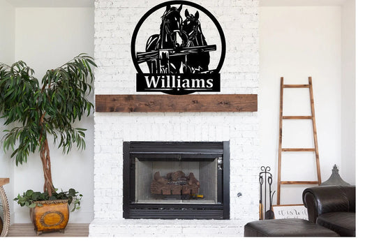 Personalized Horse Monogram, Cut Metal Sign, Wall Metal Art Laser Cut Metal Signs Custom Gift Ideas - 8 inches - metal sign